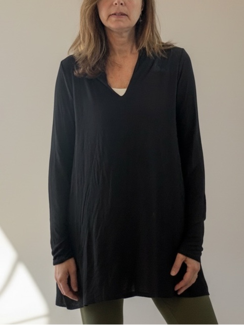 Calypso St. Barth Black V-Neck Long Sleeve Tunic